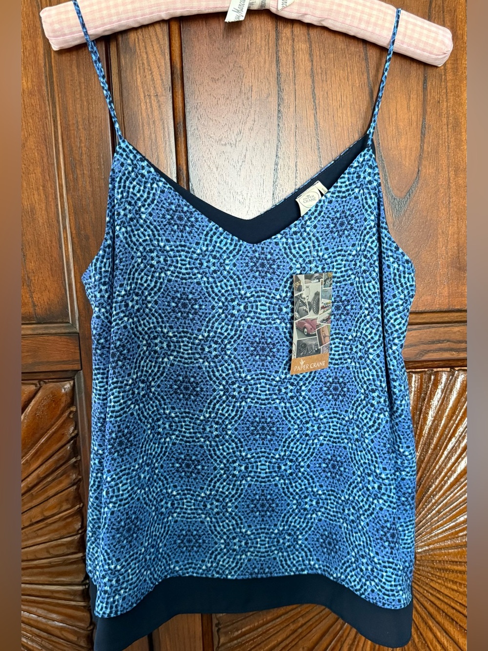 NWT Paper Crane Blue Printed Geometric  Cami Tank Top Size M